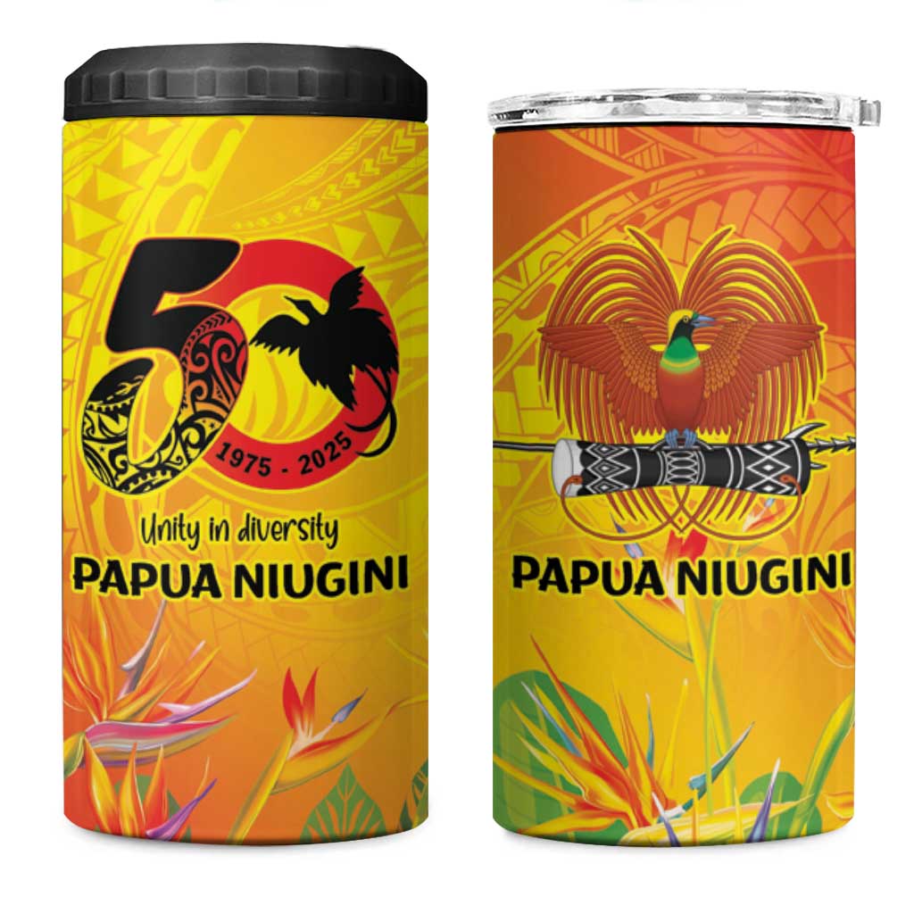 Papua New Guinea Unity in Diversity 4 in 1 Can Cooler Tumbler 50th Indipendens Papua Niugini LT9 One Size: 16 oz Gold - Polynesian Pride