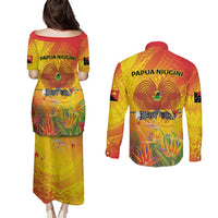 Papua New Guinea Unity in Diversity Couples Matching Puletasi and Long Sleeve Button Shirt 50th Indipendens Papua Niugini LT9 - Polynesian Pride