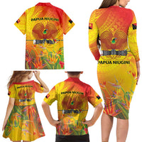 Papua New Guinea Unity in Diversity Family Matching Long Sleeve Bodycon Dress and Hawaiian Shirt 50th Indipendens Papua Niugini