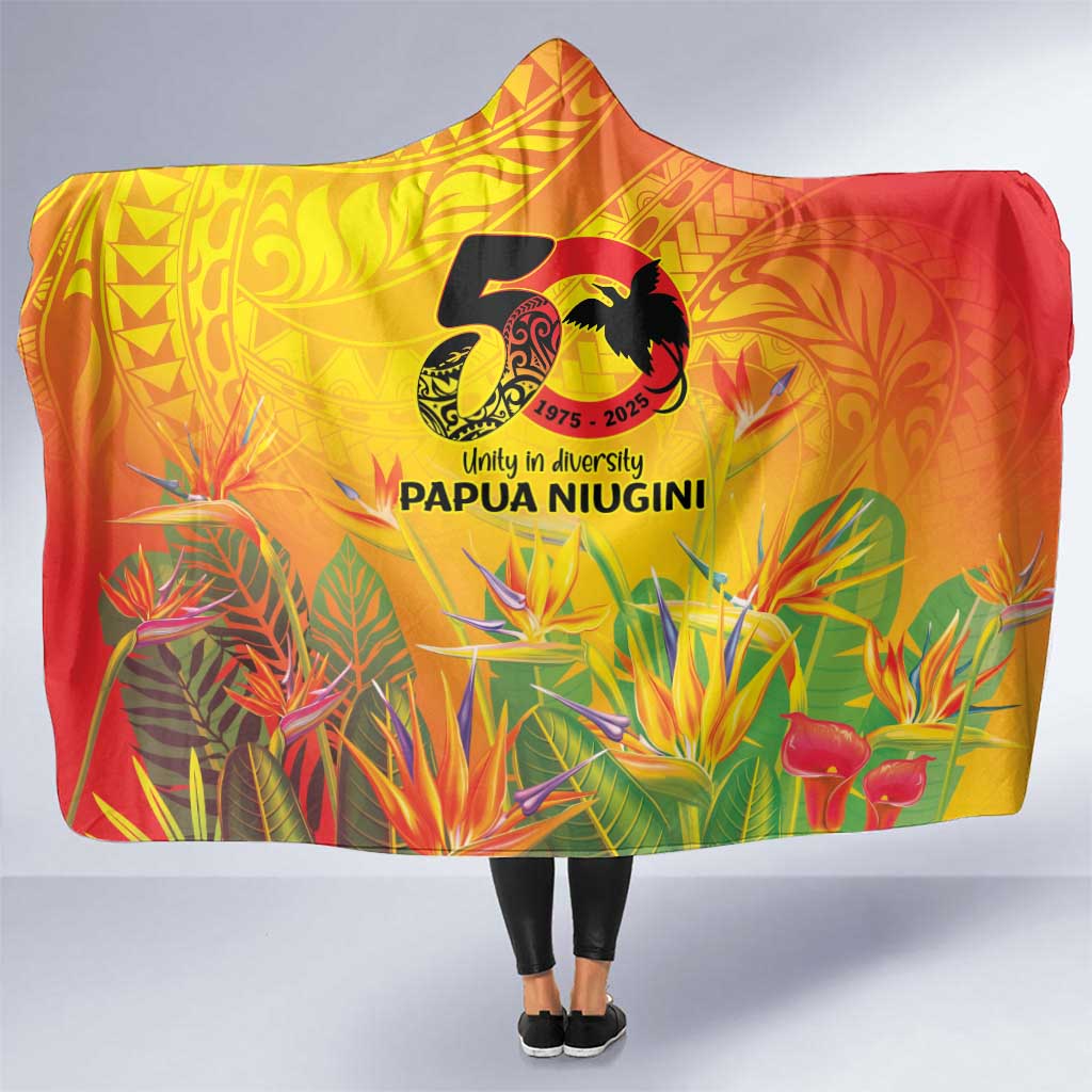 Papua New Guinea Unity in Diversity Hooded Blanket 50th Indipendens Papua Niugini LT9 One Size Gold - Polynesian Pride