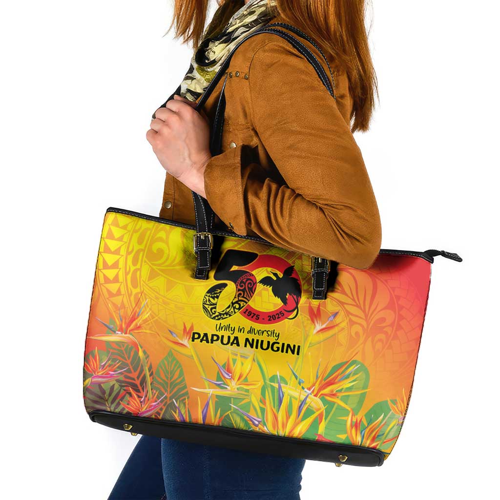 Papua New Guinea Unity in Diversity Leather Tote Bag 50th Indipendens Papua Niugini