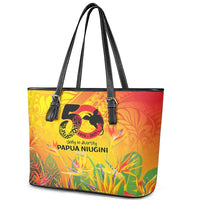 Papua New Guinea Unity in Diversity Leather Tote Bag 50th Indipendens Papua Niugini