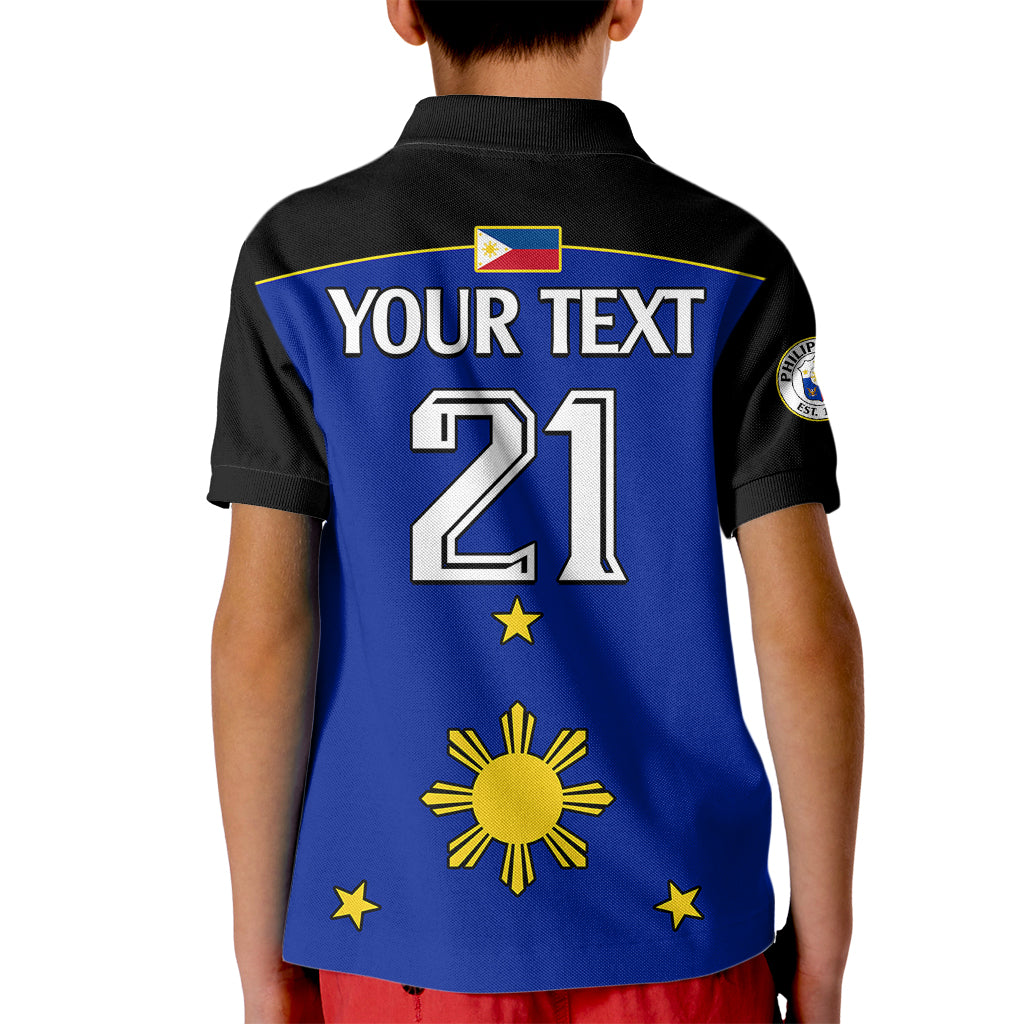 (Custom Text And Number) Philippines Concept Home Football Kid Polo Shirt Pilipinas Flag Black Style 2023 LT9 - Polynesian Pride