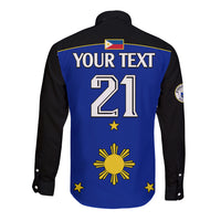 (Custom Text And Number) Philippines Concept Home Football Long Sleeve Button Shirt Pilipinas Flag Black Style 2023 LT9 - Polynesian Pride