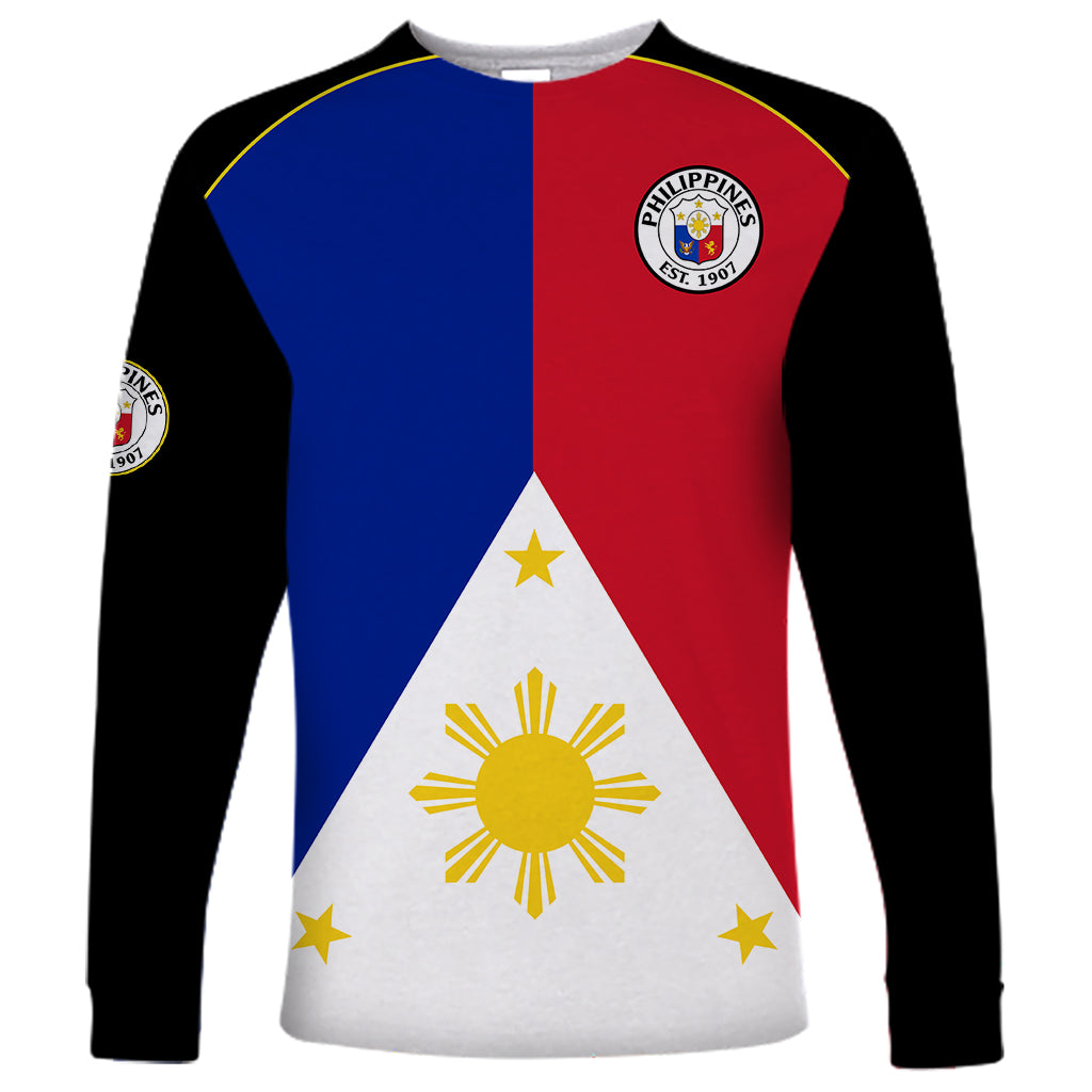 (Custom Text And Number) Philippines Concept Home Football Long Sleeve Shirt Pilipinas Flag Black Style 2023 LT9 Unisex Black - Polynesian Pride