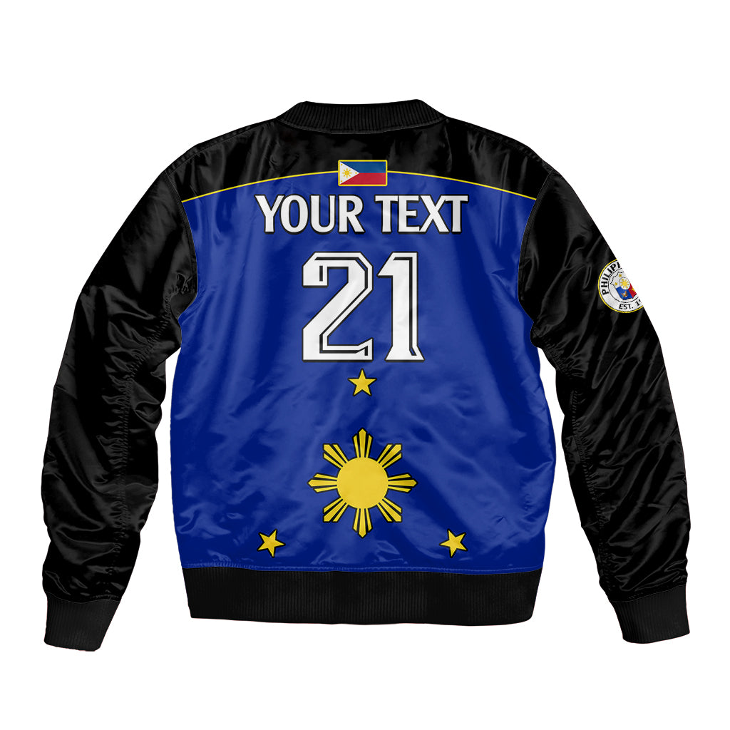 (Custom Text And Number) Philippines Concept Home Football Sleeve Zip Bomber Jacket Pilipinas Flag Black Style 2023 LT9 - Polynesian Pride