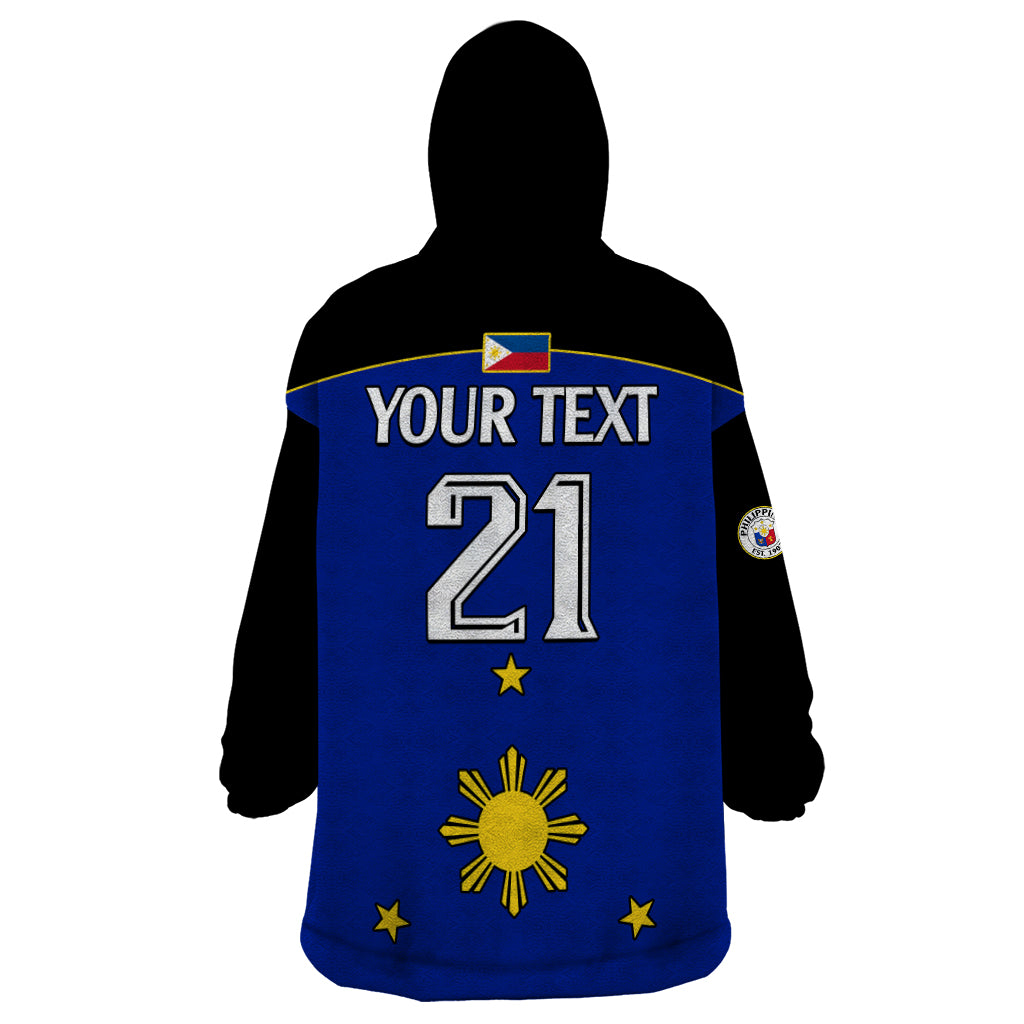 (Custom Text And Number) Philippines Concept Home Football Wearable Blanket Hoodie Pilipinas Flag Black Style 2023 LT9 - Polynesian Pride