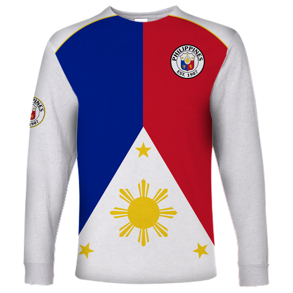 Philippines Concept Home Football Long Sleeve Shirt Pilipinas Flag White Style 2023 LT9 Unisex White - Polynesian Pride