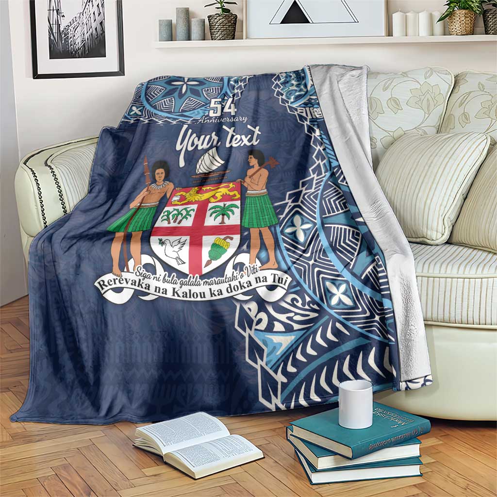 Personalised Fiji 54th Anniversary Blanket Siga Ni Bula Galala Marautaki O Viti LT9