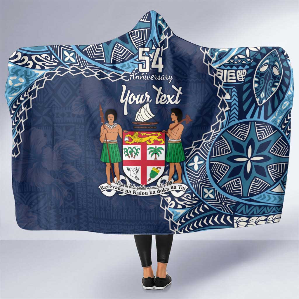 Personalised Fiji 54th Anniversary Hooded Blanket Siga Ni Bula Galala Marautaki O Viti LT9