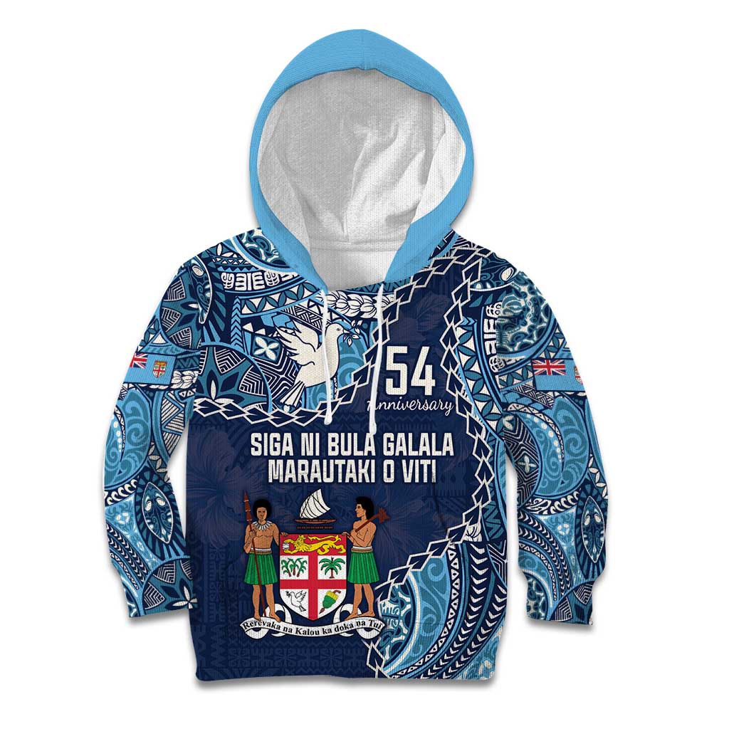 Personalised Fiji 54th Anniversary Kid Hoodie Siga Ni Bula Galala Marautaki O Viti LT9