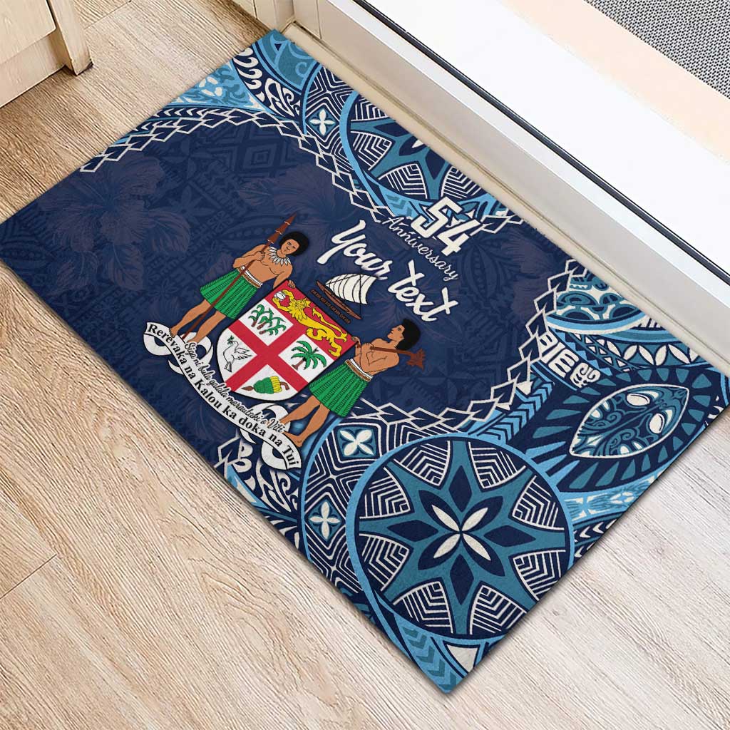 Personalised Fiji 54th Anniversary Rubber Doormat Siga Ni Bula Galala Marautaki O Viti LT9