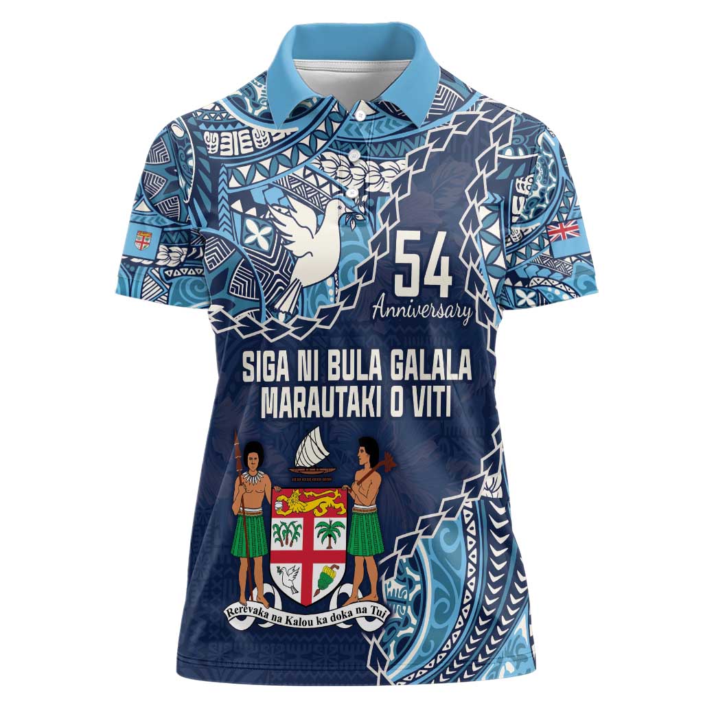 Personalised Fiji 54th Anniversary Women Polo Shirt Siga Ni Bula Galala Marautaki O Viti LT9