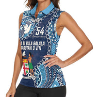 Personalised Fiji 54th Anniversary Women Sleeveless Polo Shirt Siga Ni Bula Galala Marautaki O Viti LT9