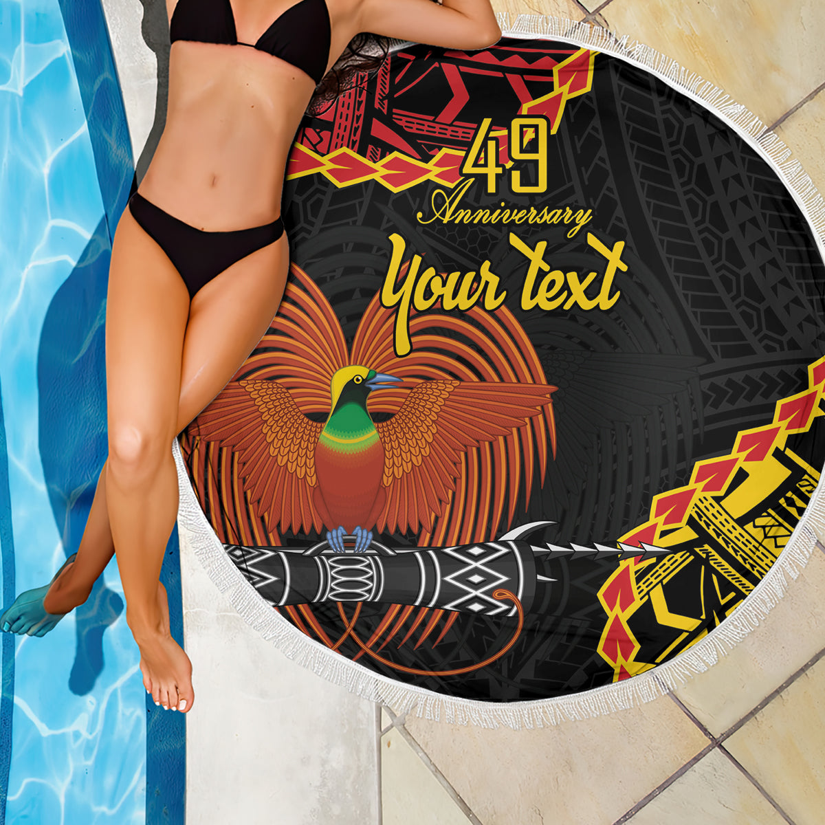 Personalised Papua New Guinea 49th Anniversary Beach Blanket Hapi De bilong Indipendens Papua Niugini LT9 - Polynesian Pride