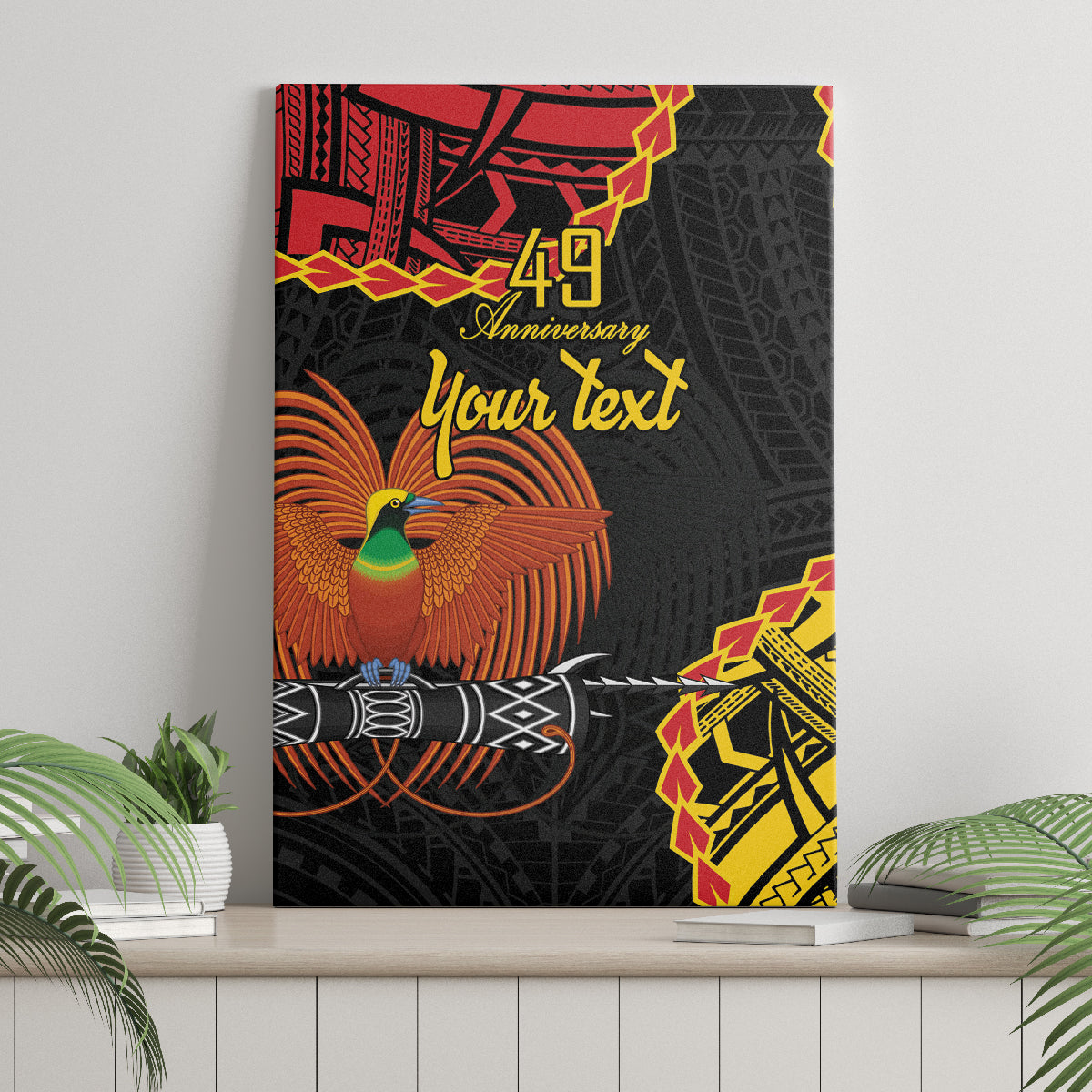 Personalised Papua New Guinea 49th Anniversary Canvas Wall Art Hapi De bilong Indipendens Papua Niugini LT9 - Polynesian Pride