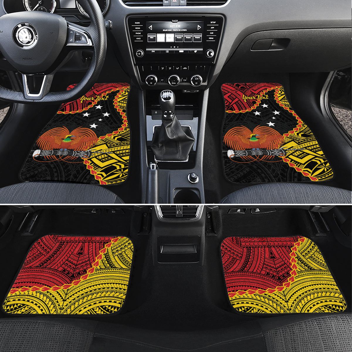 Personalised Papua New Guinea 49th Anniversary Car Mats Hapi De bilong Indipendens Papua Niugini LT9 Set 4pcs Black - Polynesian Pride