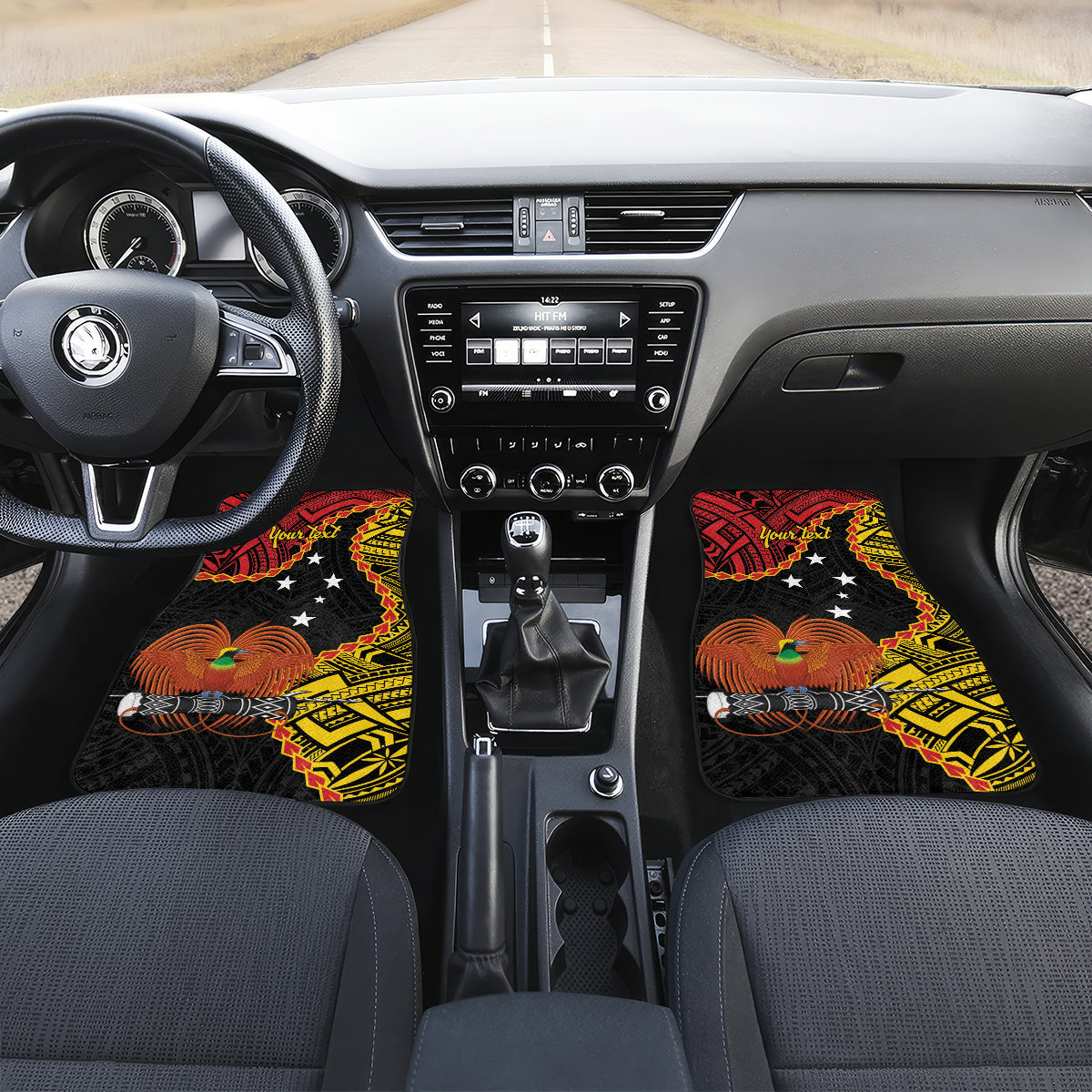 Personalised Papua New Guinea 49th Anniversary Car Mats Hapi De bilong Indipendens Papua Niugini LT9 Set 2pcs - Front Black - Polynesian Pride