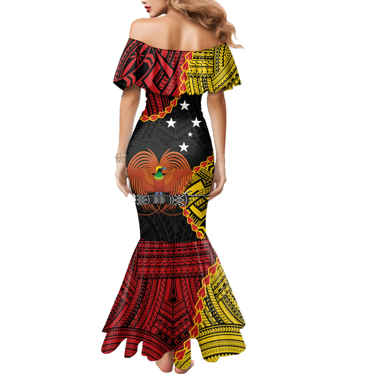 Personalised Papua New Guinea 49th Anniversary Family Matching Mermaid Dress and Hawaiian Shirt Hapi De bilong Indipendens Papua Niugini