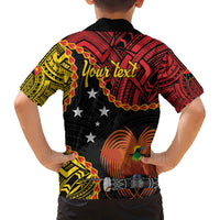 Personalised Papua New Guinea 49th Anniversary Family Matching Off The Shoulder Long Sleeve Dress and Hawaiian Shirt Hapi De bilong Indipendens Papua Niugini