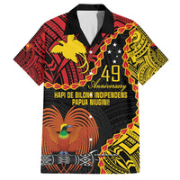 Personalised Papua New Guinea 49th Anniversary Family Matching Off The Shoulder Long Sleeve Dress and Hawaiian Shirt Hapi De bilong Indipendens Papua Niugini