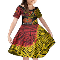 Personalised Papua New Guinea 49th Anniversary Family Matching Off Shoulder Maxi Dress and Hawaiian Shirt Hapi De bilong Indipendens Papua Niugini LT9 Daughter's Dress Black - Polynesian Pride