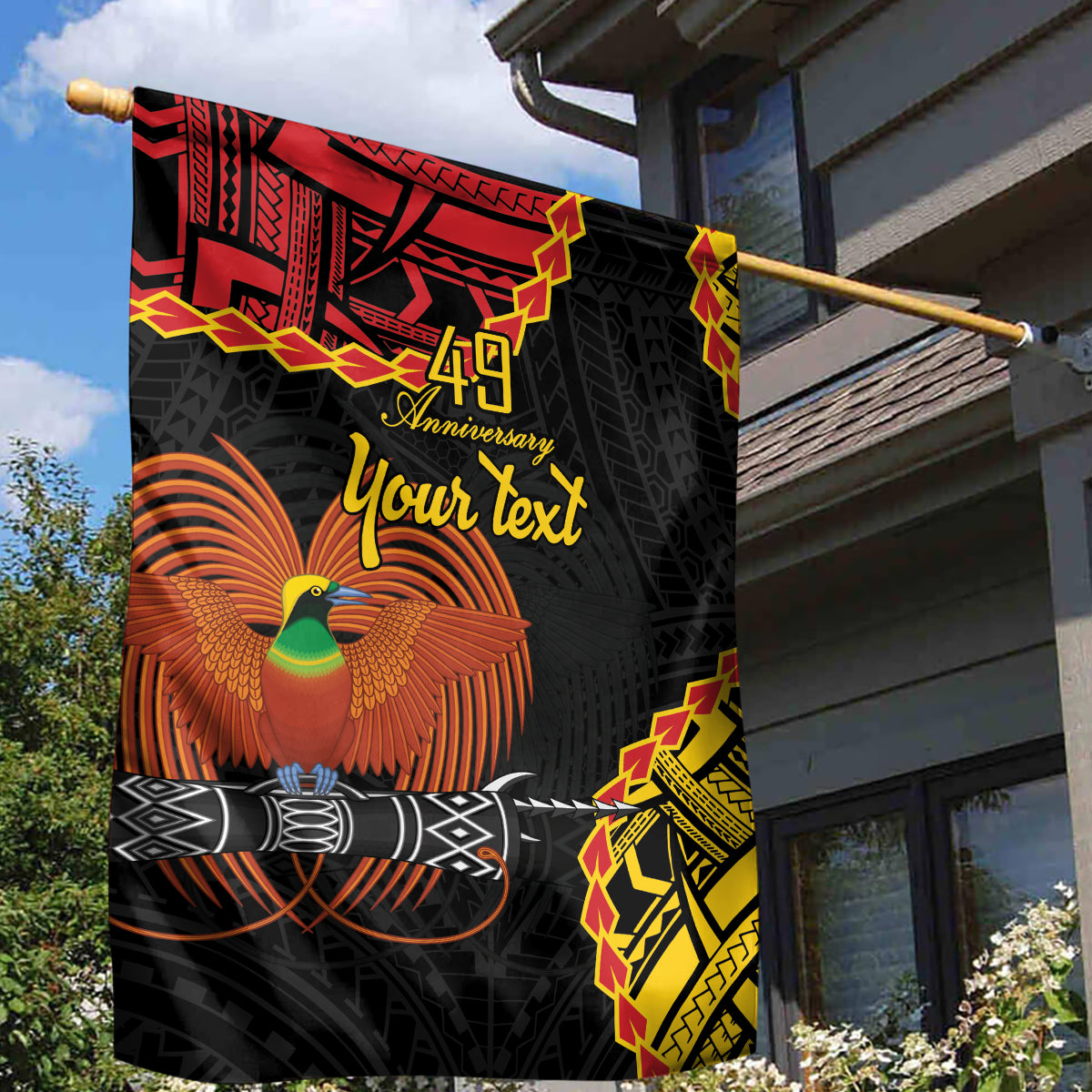 Personalised Papua New Guinea 49th Anniversary Garden Flag Hapi De bilong Indipendens Papua Niugini LT9 - Polynesian Pride