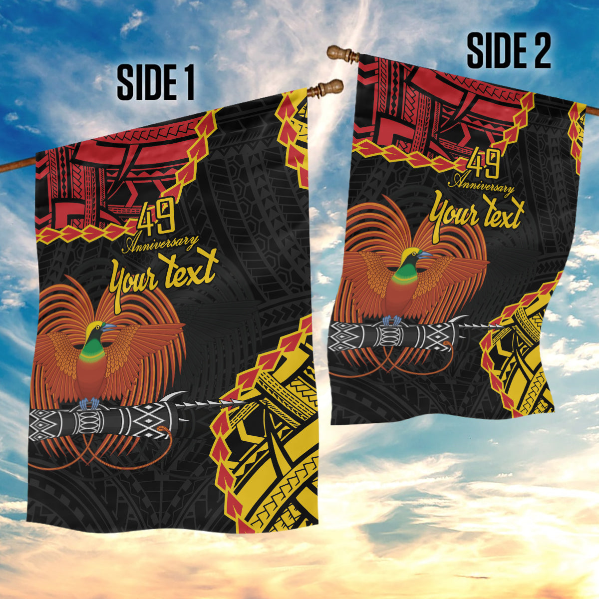 Personalised Papua New Guinea 49th Anniversary Garden Flag Hapi De bilong Indipendens Papua Niugini LT9 - Polynesian Pride