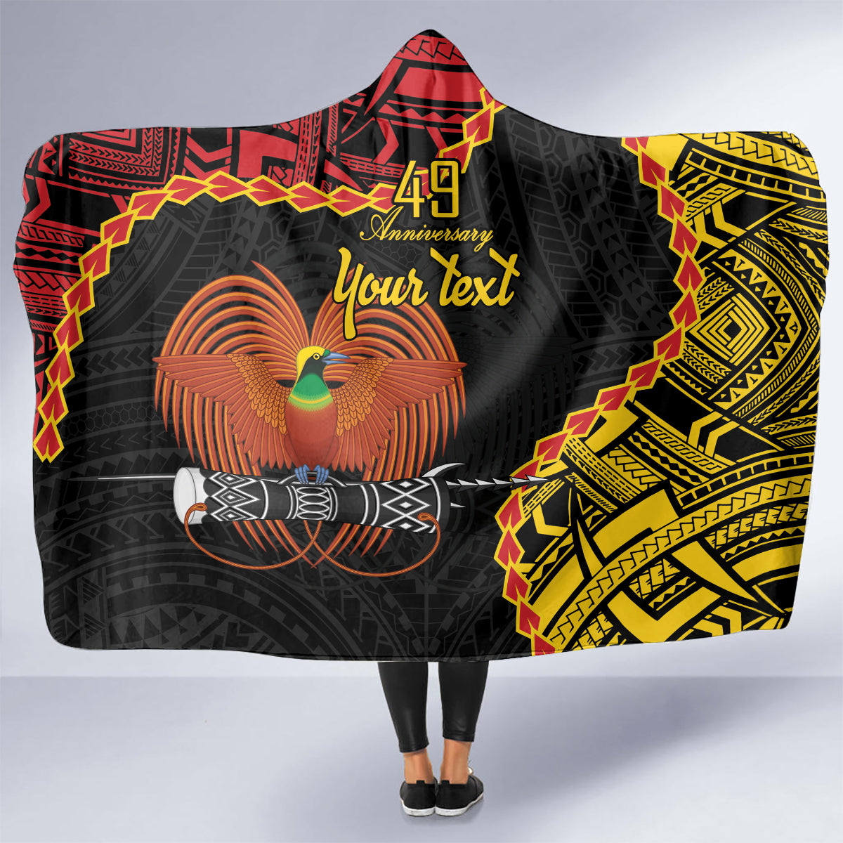 Personalised Papua New Guinea 49th Anniversary Hooded Blanket Hapi De bilong Indipendens Papua Niugini LT9 - Polynesian Pride