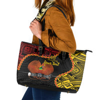 Personalised Papua New Guinea 49th Anniversary Leather Tote Bag Hapi De bilong Indipendens Papua Niugini LT9 Black - Polynesian Pride