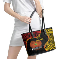 Personalised Papua New Guinea 49th Anniversary Leather Tote Bag Hapi De bilong Indipendens Papua Niugini LT9 - Polynesian Pride