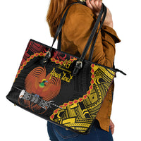 Personalised Papua New Guinea 49th Anniversary Leather Tote Bag Hapi De bilong Indipendens Papua Niugini LT9 - Polynesian Pride