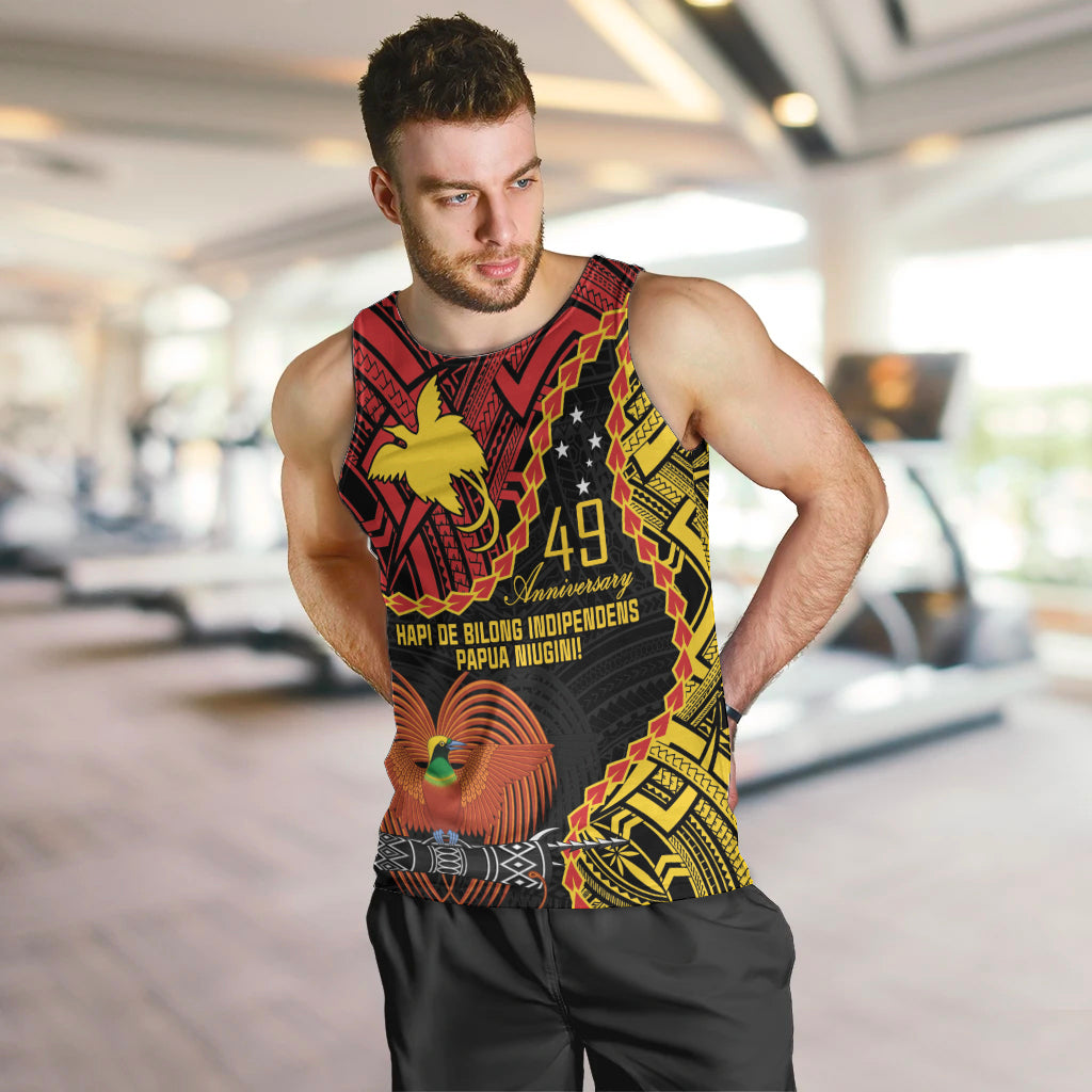 Personalised Papua New Guinea 49th Anniversary Men Tank Top Hapi De bilong Indipendens Papua Niugini LT9 Black - Polynesian Pride