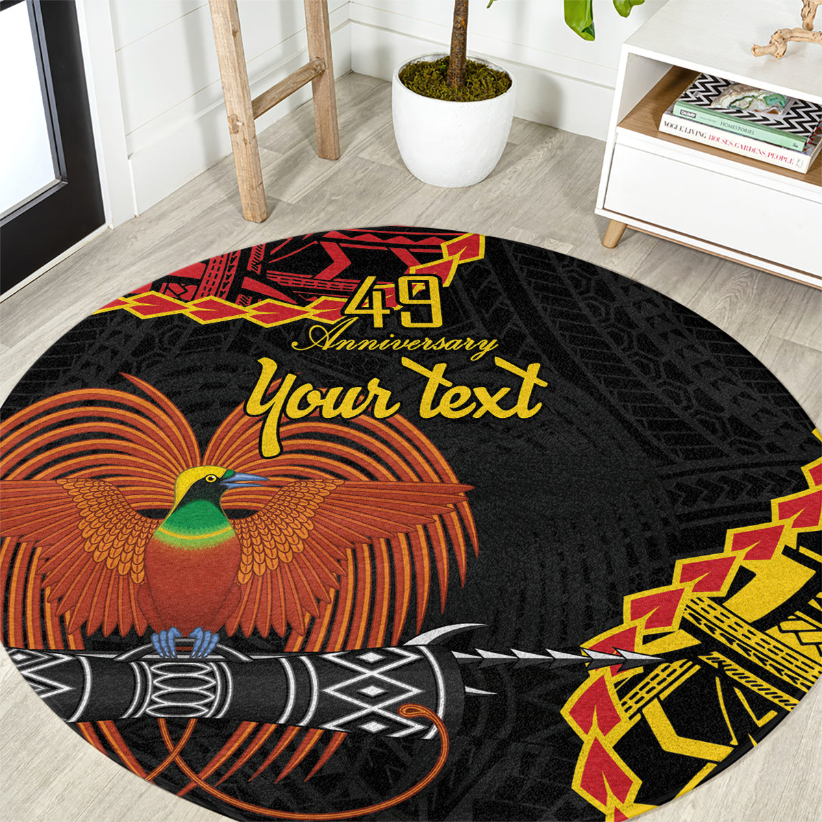 Personalised Papua New Guinea 49th Anniversary Round Carpet Hapi De bilong Indipendens Papua Niugini