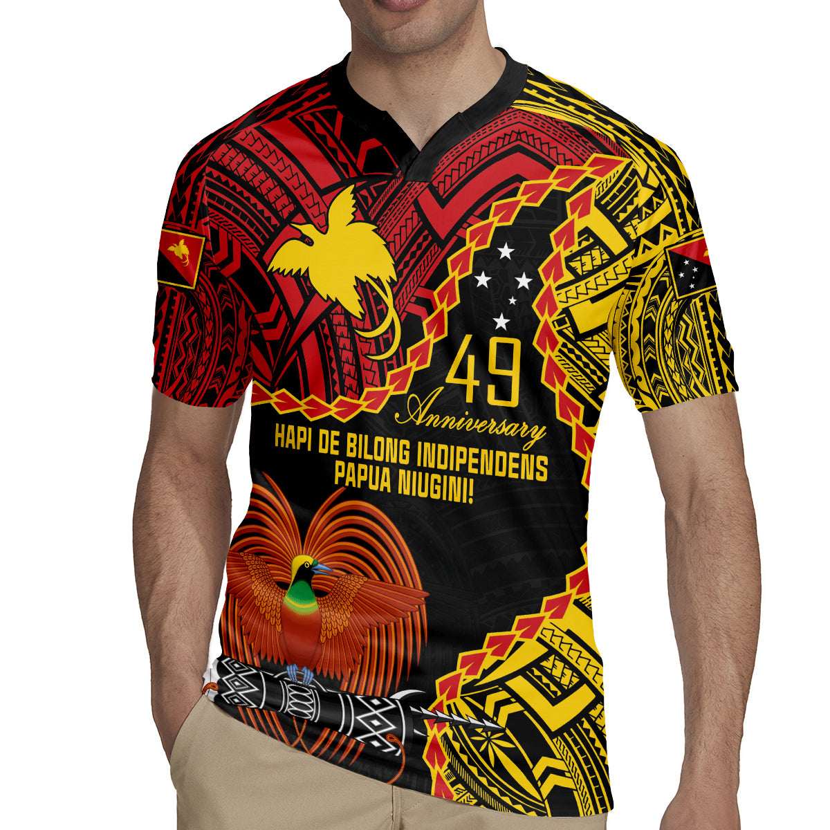 Personalised Papua New Guinea 49th Anniversary Rugby Jersey Hapi De bilong Indipendens Papua Niugini