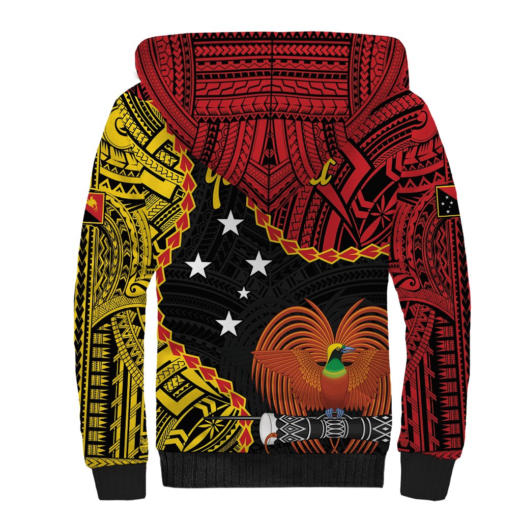 Personalised Papua New Guinea 49th Anniversary Sherpa Hoodie Hapi De bilong Indipendens Papua Niugini LT9 - Polynesian Pride