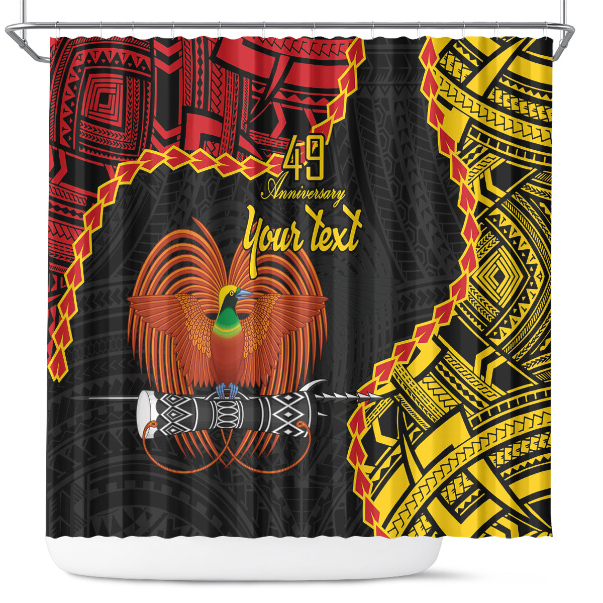 Personalised Papua New Guinea 49th Anniversary Shower Curtain Hapi De bilong Indipendens Papua Niugini