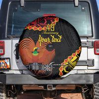 Personalised Papua New Guinea 49th Anniversary Spare Tire Cover Hapi De bilong Indipendens Papua Niugini LT9 Black - Polynesian Pride