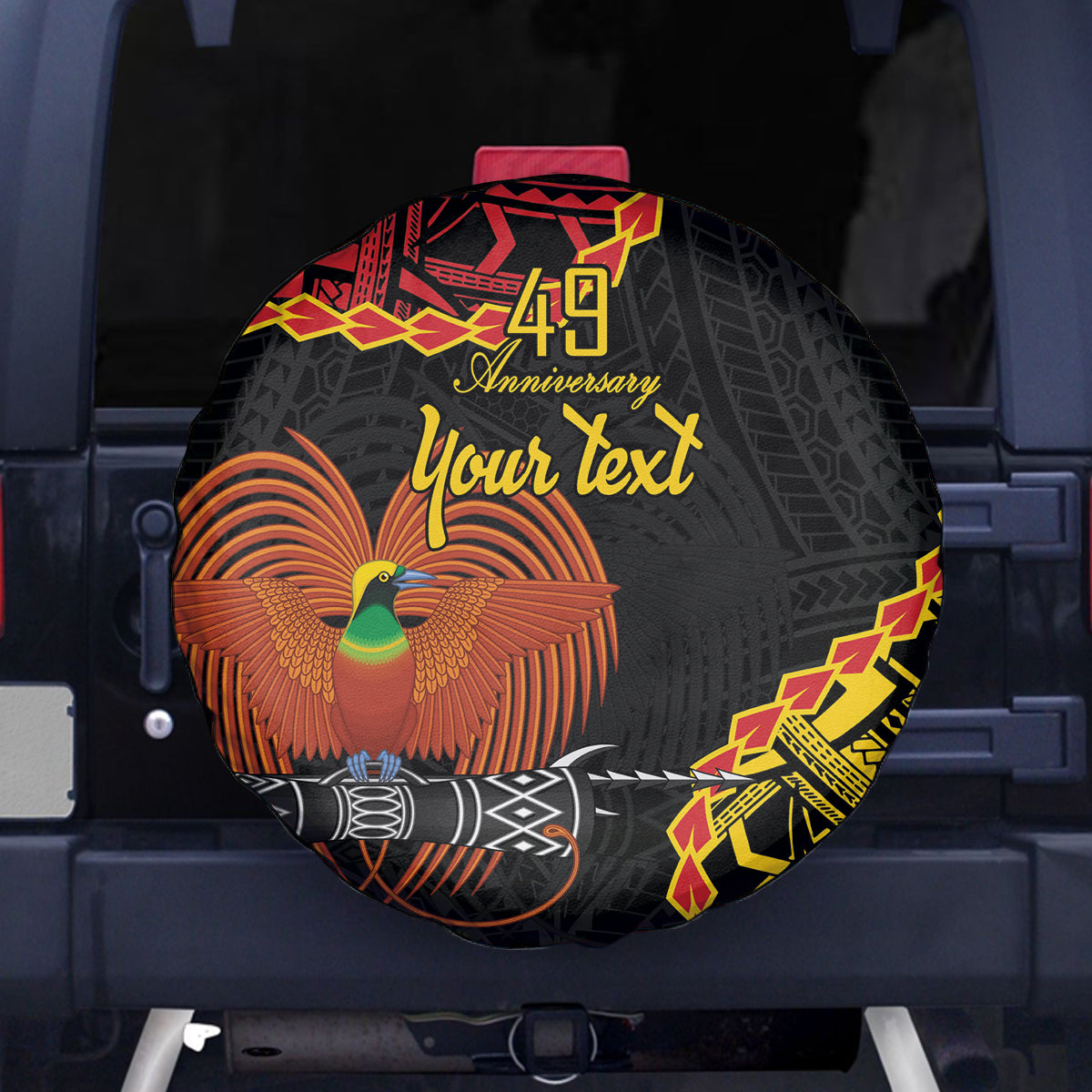 Personalised Papua New Guinea 49th Anniversary Spare Tire Cover Hapi De bilong Indipendens Papua Niugini LT9 - Polynesian Pride