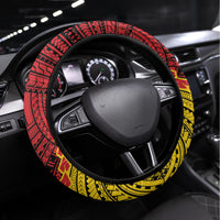 Papua New Guinea 49th Anniversary Steering Wheel Cover Hapi De bilong Indipendens Papua Niugini LT9 Universal Fit Black - Polynesian Pride