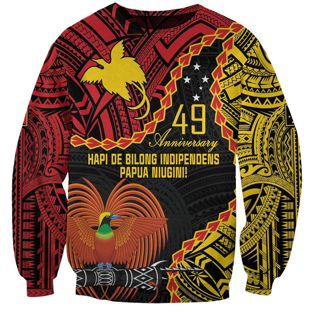 Personalised Papua New Guinea 49th Anniversary Sweatshirt Hapi De bilong Indipendens Papua Niugini LT9 Unisex Black - Polynesian Pride