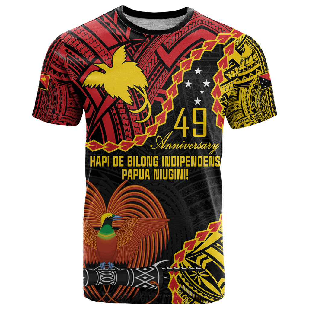 Personalised Papua New Guinea 49th Anniversary T Shirt Hapi De bilong Indipendens Papua Niugini LT9 Black - Polynesian Pride