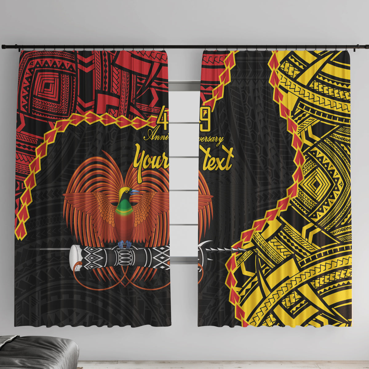 Personalised Papua New Guinea 49th Anniversary Window Curtain Hapi De bilong Indipendens Papua Niugini