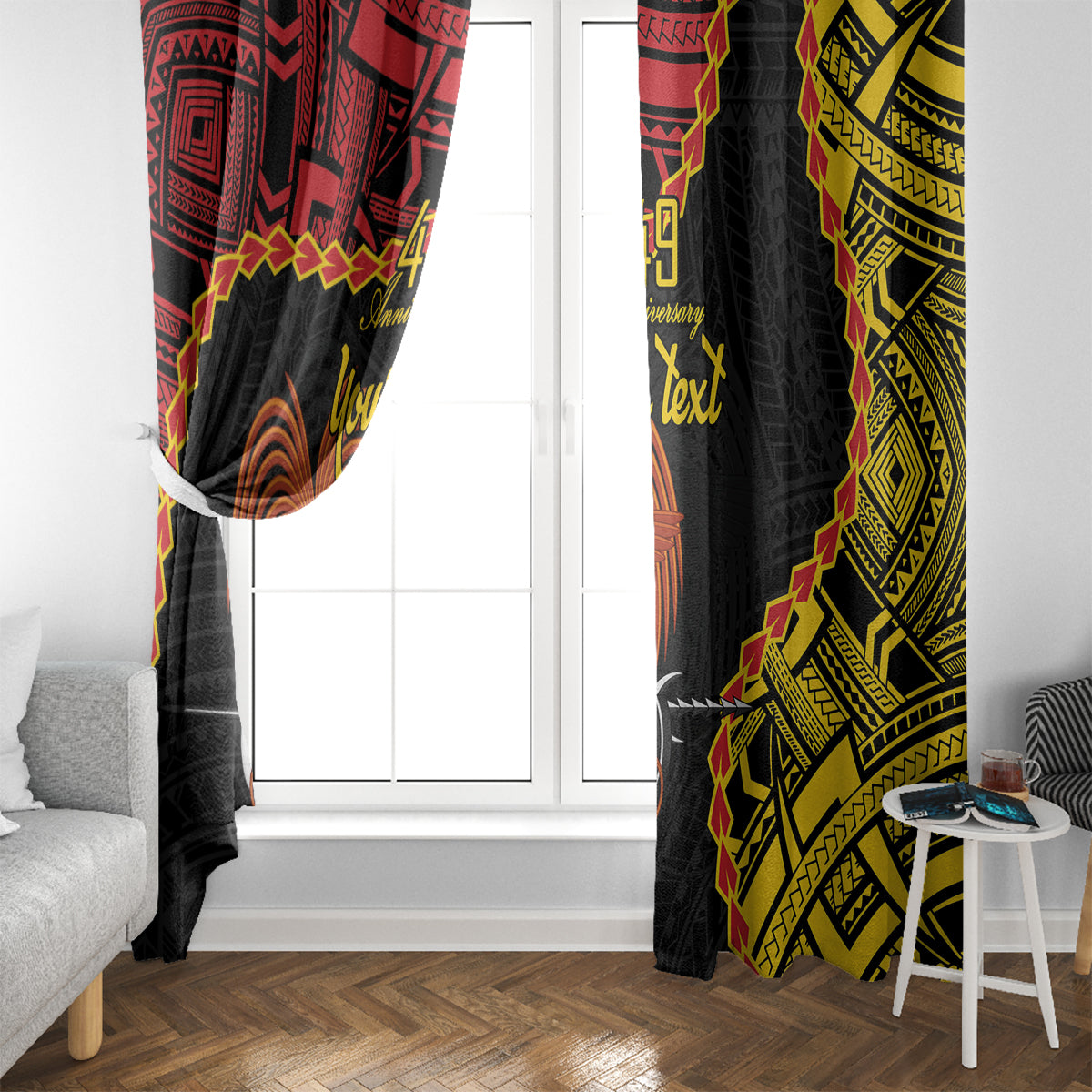 Personalised Papua New Guinea 49th Anniversary Window Curtain Hapi De bilong Indipendens Papua Niugini LT9 - Polynesian Pride