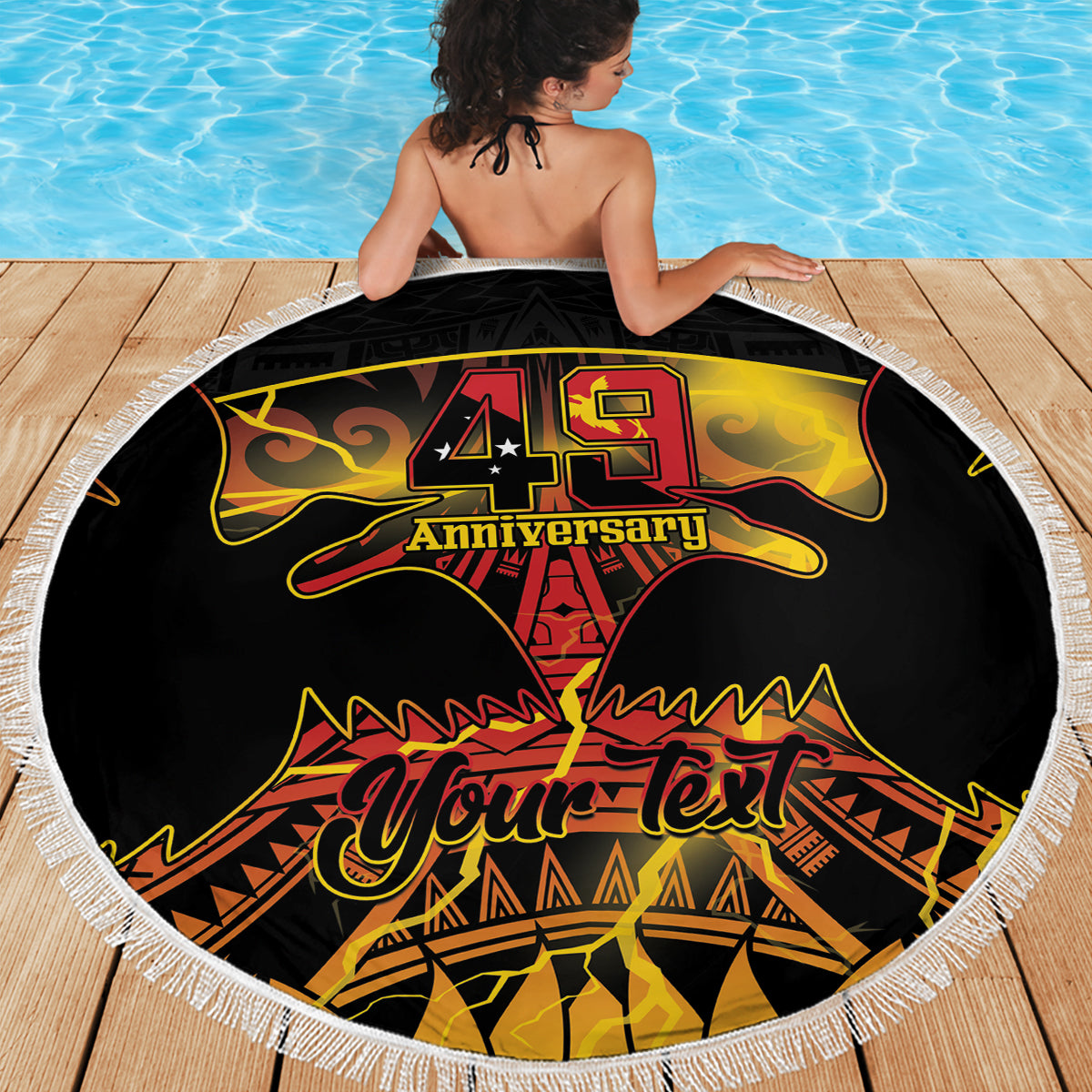 Personalised Papua New Guinea 49th Anniversary Beach Blanket Bird of Paradise Unity In Diversity LT9 - Polynesian Pride