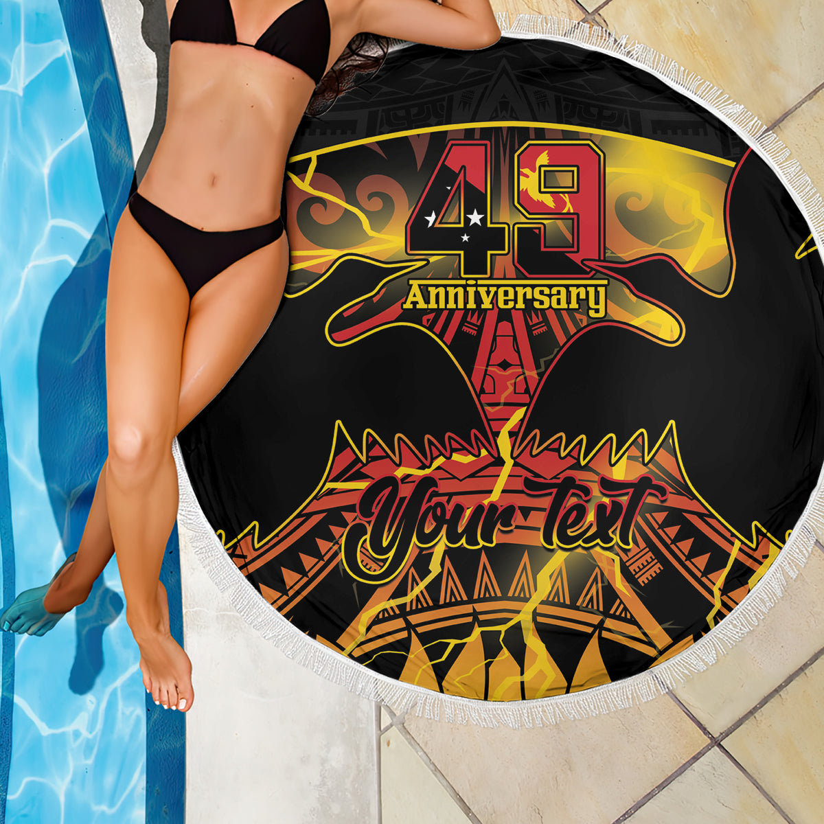 Personalised Papua New Guinea 49th Anniversary Beach Blanket Bird of Paradise Unity In Diversity LT9 - Polynesian Pride