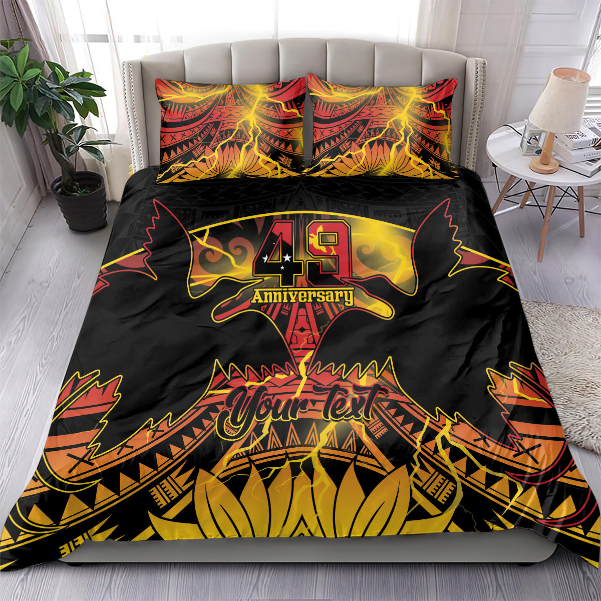 Personalised Papua New Guinea 49th Anniversary Bedding Set Bird of Paradise Unity In Diversity LT9 - Polynesian Pride