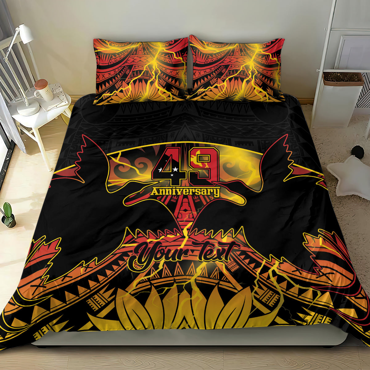 Personalised Papua New Guinea 49th Anniversary Bedding Set Bird of Paradise Unity In Diversity LT9 - Polynesian Pride