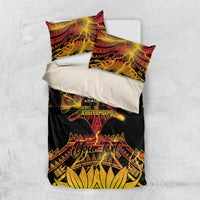 Personalised Papua New Guinea 49th Anniversary Bedding Set Bird of Paradise Unity In Diversity LT9 US Twin 172cm x 218cm Black - Polynesian Pride