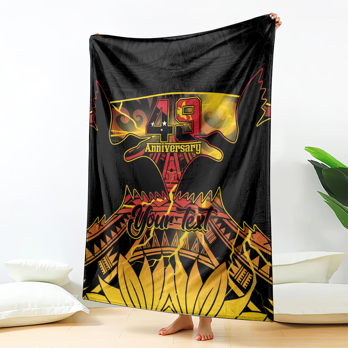 Personalised Papua New Guinea 49th Anniversary Blanket Bird of Paradise Unity In Diversity LT9 - Polynesian Pride